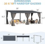 AECOJOY 20'x10' Outdoor Hardtop Metal Gazebo - Image 6