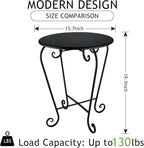 Small Patio Side Table, Round Metal Side Table, Weather Resistant Anti-Rust - Image 3