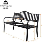 VINGLI 59" Outdoor Metal Bench Patio Bench - Image 3