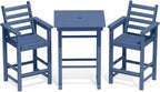 GLANC Adirondack Chairs and Table 3 Pieces Set, HDPE Balcony Bar Height Chairs by GLANC