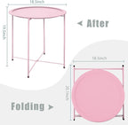 Garden 4 you End Table 2 PCS Metal Side Table Pink Round Folding Tray Cyan Sofa - Image 3