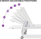 PURPLE LEAF Patio Lounge Chair 2 Pieces White Aluminum Outdoor Chaise Lounge - Image 6