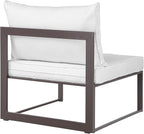 Modway Fortuna Aluminum Outdoor Patio Armless Chair in Brown White - Image 4