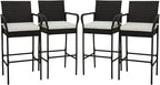 COSTWAY Wicker Bar Stools Set of 4, Patio Bar Height Chairs by COSTWAY