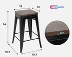 FDW Metal Bar Stools Set of 4 Counter Height Bar Stools 24 Inches Industrial - Image 3