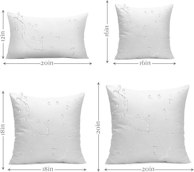 Ashler 20 x 20 Outdoor Pillows, Waterproof Inserts Set of 4 Water Resistant - Image 9