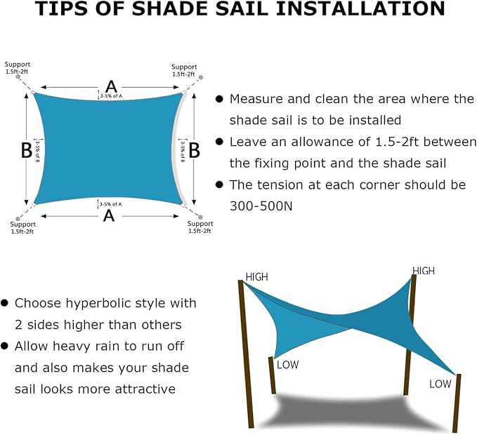 KANAGAWA 8'X10' Turquoise Mix Custom Size Sun Shade Sail Rectangle UV Block - Image 6