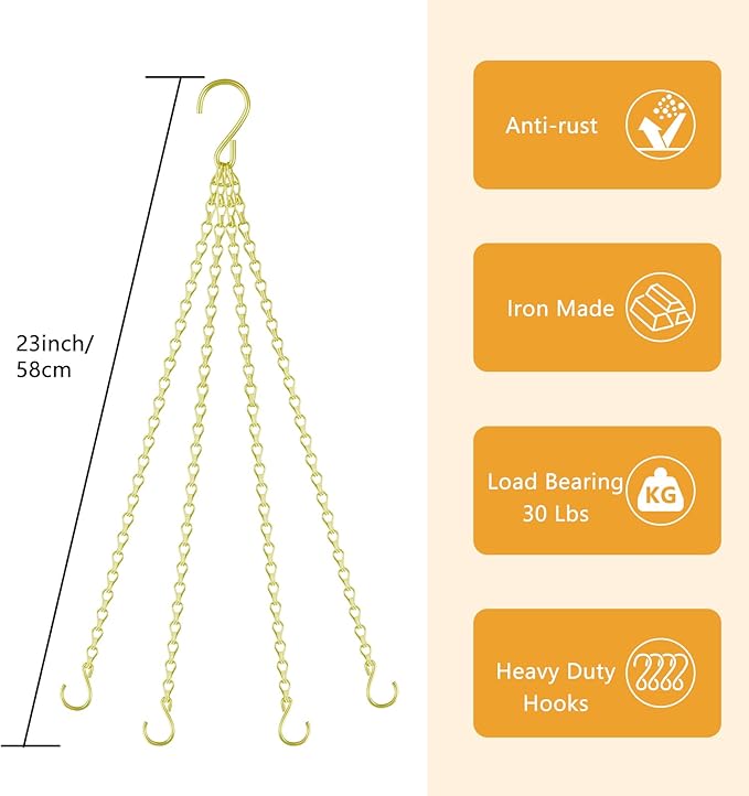 garini 6 Pack, 23 Inch Hanging Baskets Chain, Replacement Plant Hangers - Image 3