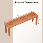 Tangkula 47 Inch Patio Wood Bench, 2-Person Backless Bench w/Slatted Seat - Image 3