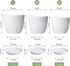 10/9/8 inch Medium Flower Pots, 3 Pack Modern Decorative Plastic Planters - Image 3