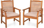 Sophia & William 2 Pieces Acacia Wood Patio Dining Chairs - Image 5