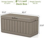 Patiowell 82 Gallon Resin Deck Box, Waterproof Large Wood Look Storage Box - Image 6