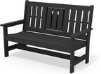 SERWALL Outdoor Bench with Cup Holder, All Weather Patio Benches with High by SERWALL