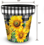 Briarwood Lane Checkered Sunflowers Decorative Medium Planter - Image 5