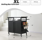 Nexaio XL Rolling Bar Grill Cart Outdoor Patio Furniture, Outdoor Grill Table - Image 3