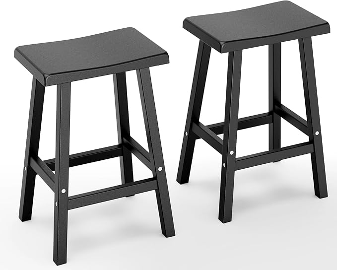 Outdoor Bar Stools Set of 2, Modern Durable Resin Bar Chairs by MAIUSCOLI