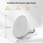 PAR38 LED Outdoor Flood Light Bulbs, 100W Equivalent, 3000K Warm White - Image 2