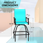 LEVELEVE Patio Bar Set 4pcs Swivel Bar Stools Outdoor Bistro Textilene - Image 3
