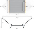2 Person Outdoor Hammock with Stand, Cotton Rope Hammock with Polyester Pad - Image 7