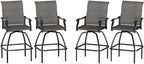 LEVELEVE Patio Bar Set 4pcs Swivel Bar Stools Outdoor Bistro Textilene by LEVELEVE