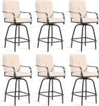 Patio Swivel Bar Stools Set of 6, Outdoor Bar Height Swivel Chairs by STRPRETTYBASIC