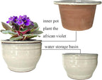 African Violet Pots Self Watering Round Ceramic Violet Pot - Image 3