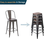 Alunaune 26" Swivel Metal Counter Height Bar Stools Set of 4 High Back - Image 8