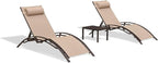 PURPLE LEAF Outdoor Chaise Lounge Chair Set of 3 Patio Pool Lounger Bronze - Image 9