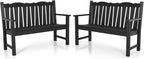 Outdoor Bench Set of 2, Weatherproof Garden Benches by LAHAAP