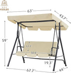 AECOJOY Porch Swing with Stand, 3-Seat Outdoor Clearance Porch Swings - Image 5