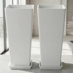 FENCY Set of 2 Tall Planters for Outdoor Plants, 24 Inch Large Tapered Pots - Image 7
