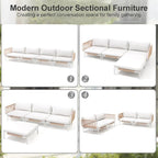 4 Piece Modern Outdoor Sectional Sofa, Weather-Resistant Metal Frame and - Image 3