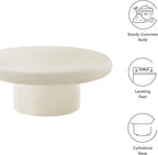 Modway Argos Round Concrete Coffee Table in White - Image 4