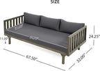 Merax Outdoor 3 Seater Daybed, Acacia Wood Day Bed Couch Sofa - Image 2