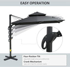 Outsunny 10ft Offset Patio Umbrella, Hanging Cantilever Umbrella, Square Shape - Image 3