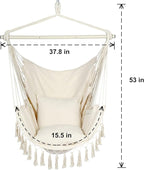 Y- STOP Hammock Chair Hanging Rope Swing, Max 500 Lbs, 2 Cushions Included - Image 8