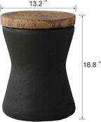 SUNBURY Outdoor Accent Table, Concrete Garden Stool End Table Set of 2 - Image 3