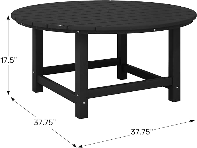 WestinTrends Malibu Low Outdoor HDPE Round Patio Coffee Table, Weathered Wood - Image 2