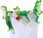 3 PCS Tipsy Frog Statues Pot Hugger Decorations - Image 6