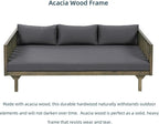 Merax Solid Acacia Wood Couch Chaise Lounge Chair Indoor, 3 Seater Daybed Sofa - Image 3