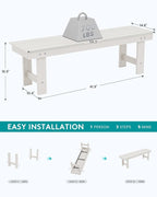 SERWALL 2-Person Outdoor Bench Backless, HDPE Outdoor Benches Weatherproof - Image 3
