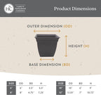 The HC Companies 6 Inch Eclipse Square Planter Pots w/Drainage Holes & Attached - Image 5