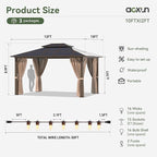 Aoxun 10'x12' Hardtop Gazebo, Aluminum Frame Permanent Pavilion - Image 3