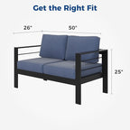 Wisteria Lane Patio Furniture Aluminum Loveseat, All-Weather Outdoor 2 Seats - Image 2