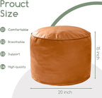 HIGOGOGO Round Stuffed Pouf Ottoman, Pu Leather Poufs - Image 2