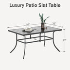 PHI VILLA 6-Person Outdoor Metal Steel Slat Dining Rectangle Table - Image 3
