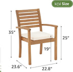 OC Orange-Casual Stackable Patio Dining Chairs Set of 2, Outdoor Acacia Wooden - Image 3