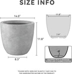 Kante 14 Inch Dia Round Concrete Planter, Indoor Outdoor Large Plant Pot - Image 2