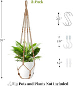 Jute Macrame Plant Hanger Indoor Set of 2 Hanging Planter Basket Flower Pot - Image 3