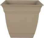 The HC Companies Eclipse Square Plastic Planter w/Attached Saucer by TheHCCompanies